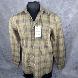 Zara Brown and Blue Plaid Long Sleeve Button Down